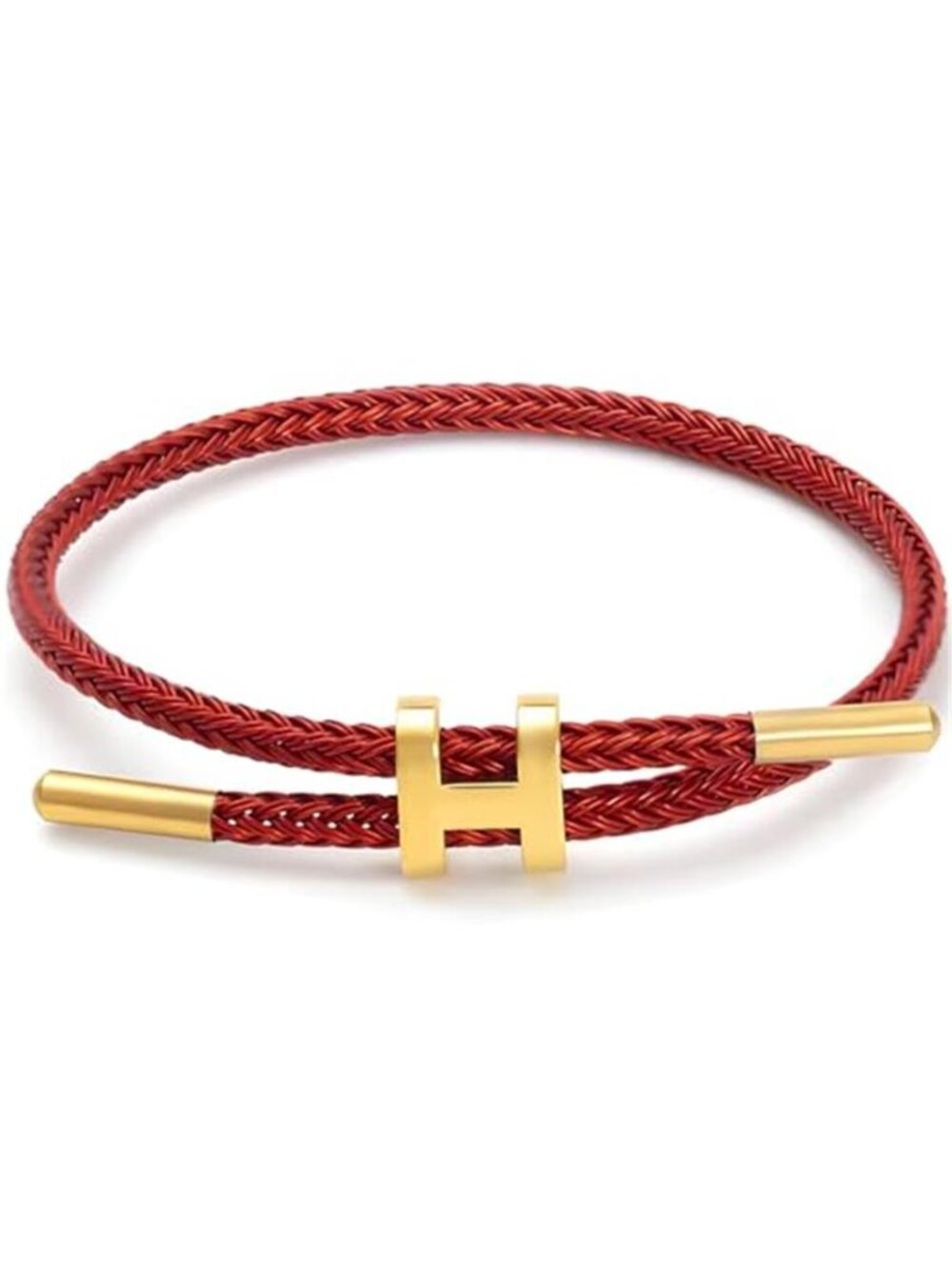 18K Gold H Link Bracelet Women Adjustable Lucky Clover Jewelry